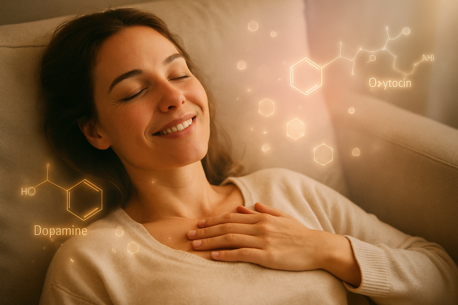 Femme ressentant une vague d'amour et de dopamine